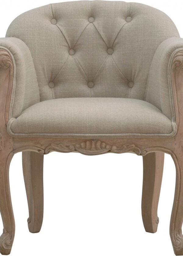 Mango Hill French Carved Mud Linen Accent Chair