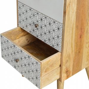 Mango Hill 4 Drawer Tallboy with 2 Geometric Screen Printed Drawer Fronts