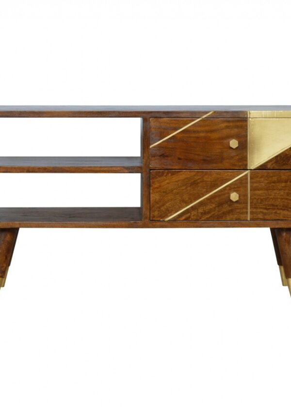 Mango Hill Nordic Style Media Unit with Gold Detailing