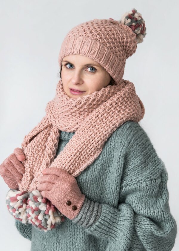 Ellen Pink Knitted Pom Pom Hat