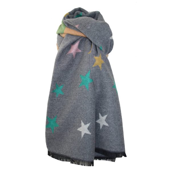 Grey Multi Stars Scarf