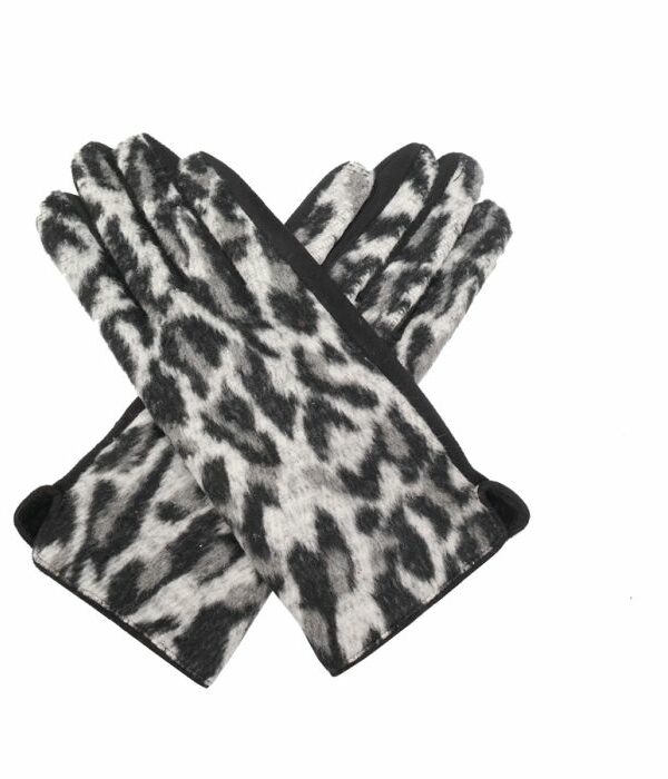 Grey Animal Print Gloves