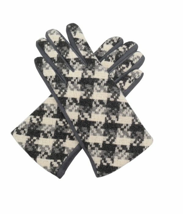 Grey Woven Check Gloves