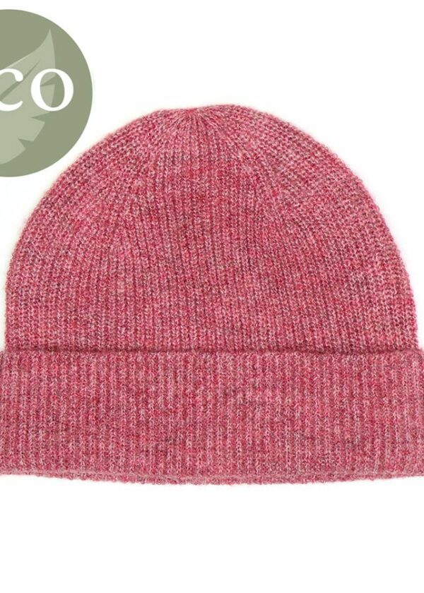 Rose Pink Ribbed Beanie Hat