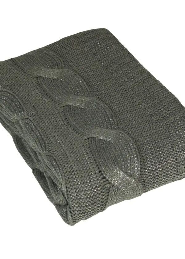 Silver Metallic Cable Knitted Throw