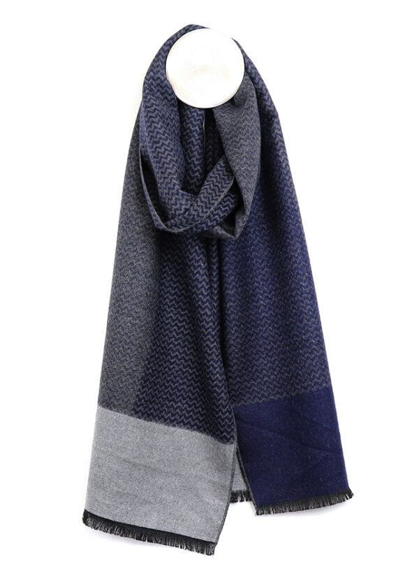 Blue & Grey Large Check Mens Scarf