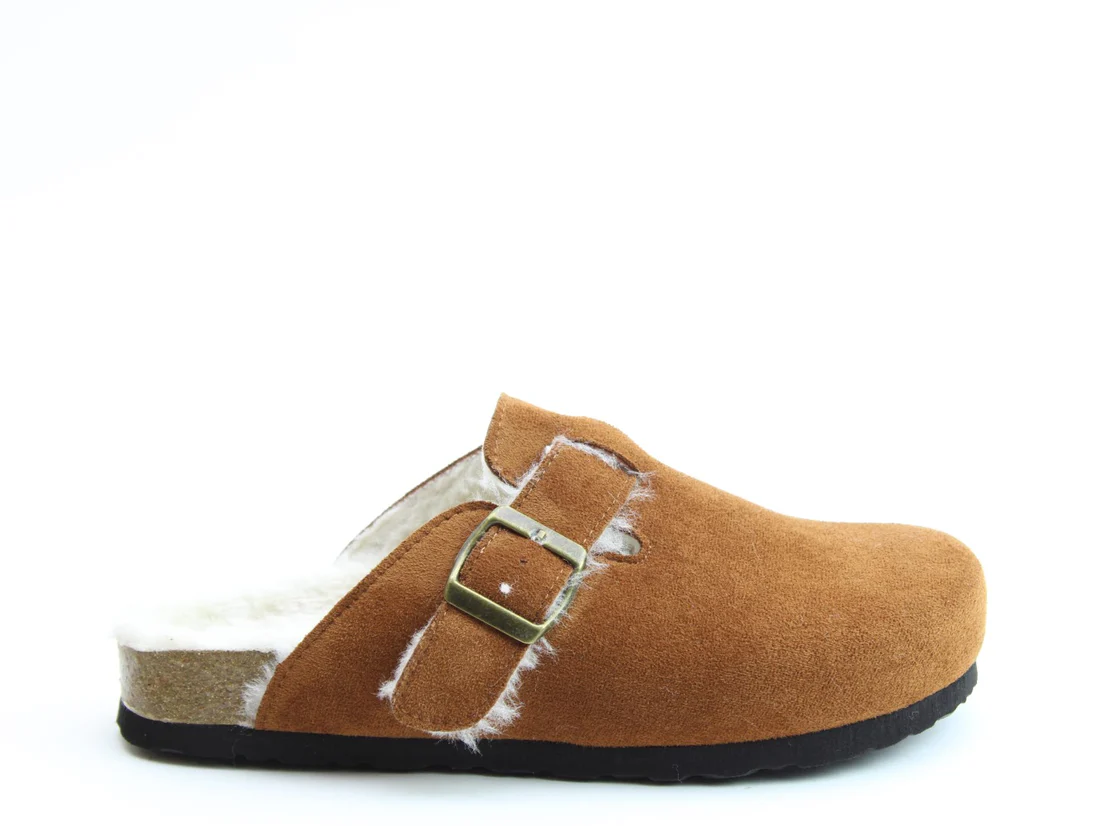 TAN VEGAN SHEARLING SLIDE